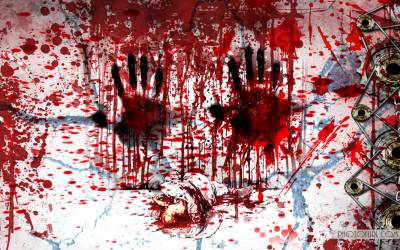 Bloody hands, cruelty, ppt background