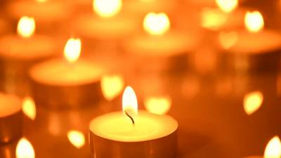 Candle with yellow ppt background