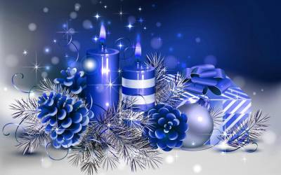 Blue ornaments, christmas ppt background