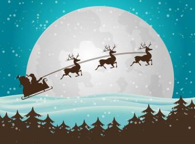 Flying santa and ppt background