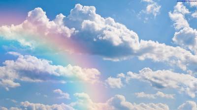 Rainbow and clouds ppt background