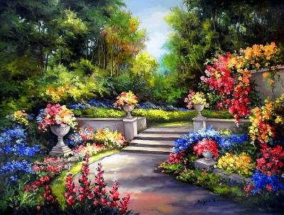 Flower garden wallpaper ppt background