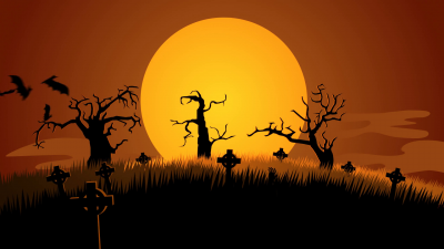 Creepy graveyard halloween ppt background