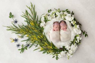 Twin newborn baby ppt background