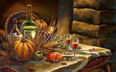 Pastel drawing thanksgiving ppt background
