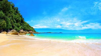 Awesome tropical beach ppt background