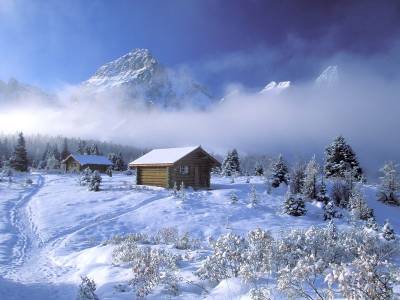 Winter scenery landscape ppt background