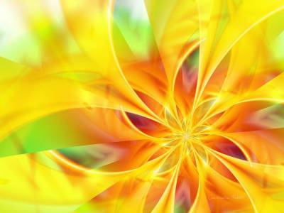 Digital flower, yellow ppt background