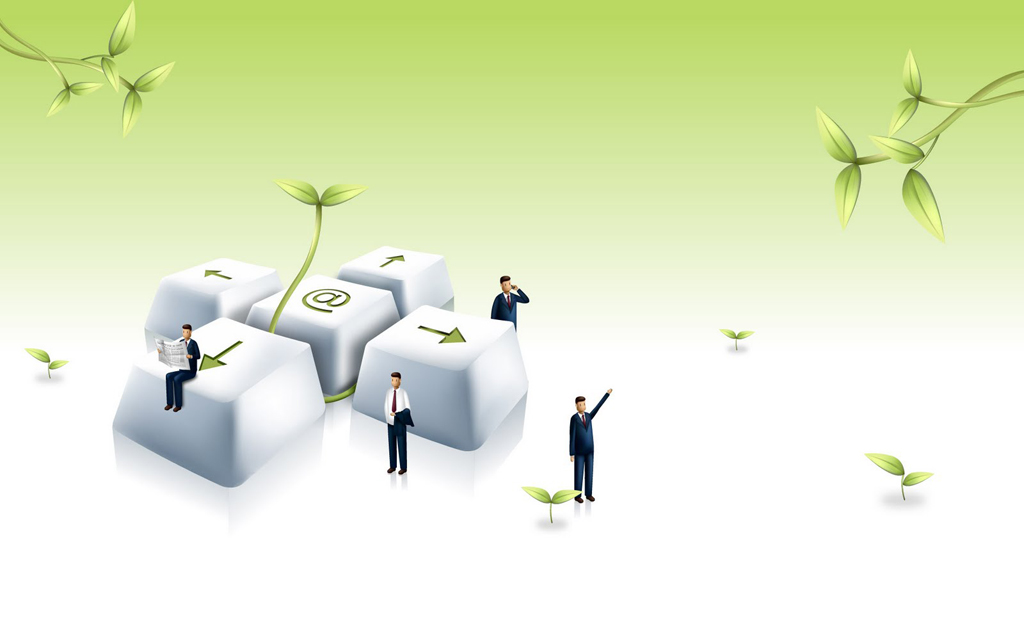 3d animated businessmen with green background powerpoint