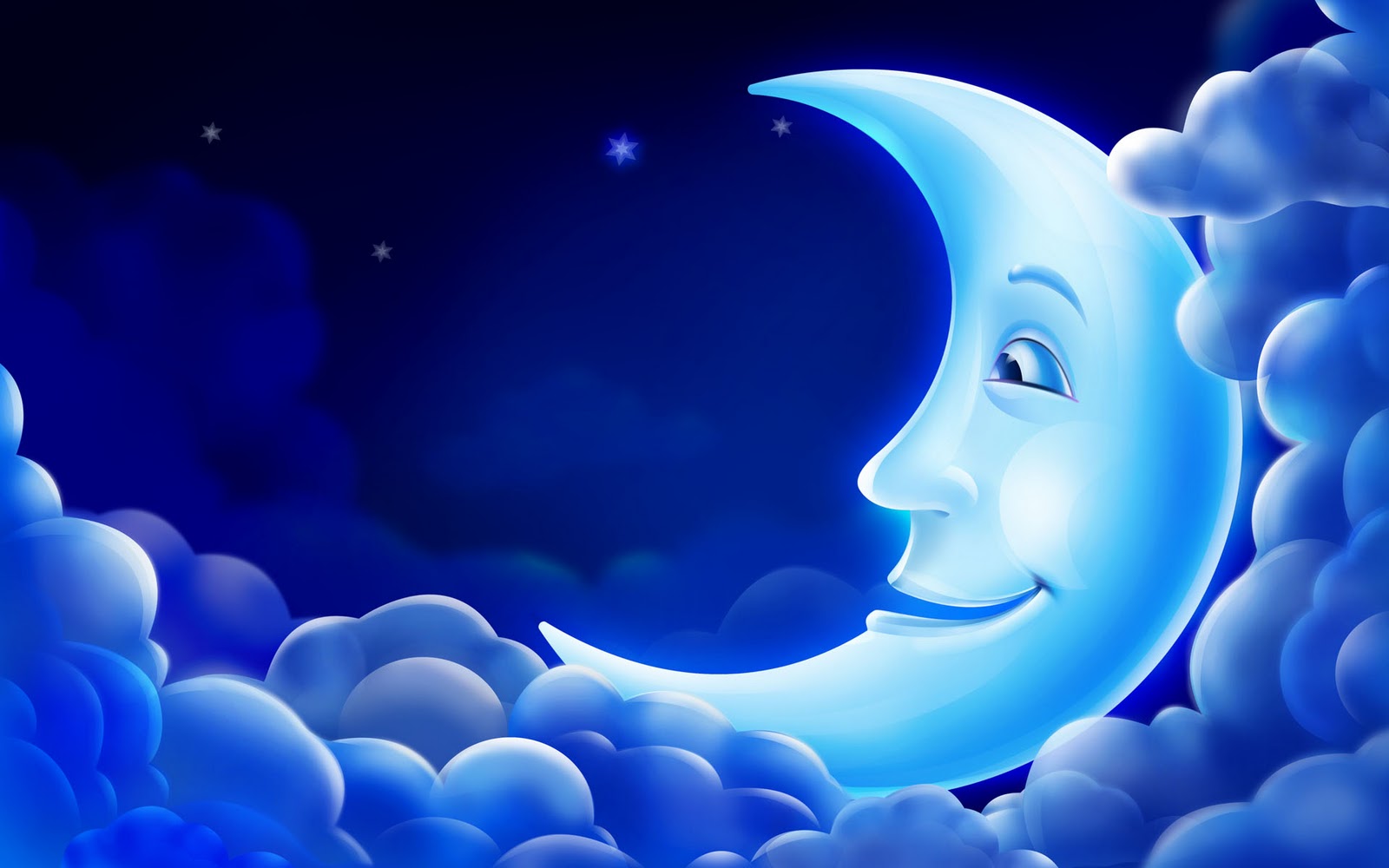 moon face, 3d animated blue moon slide