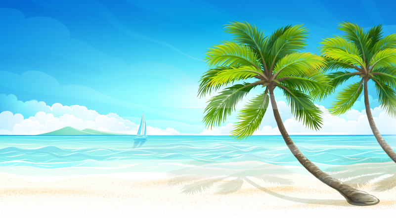 tropical island beach background palm tree powerpoint template