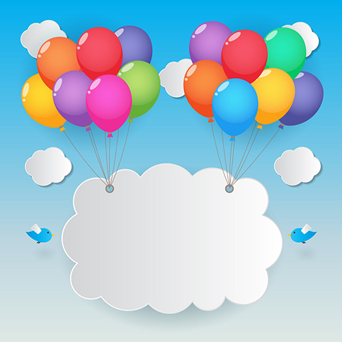 birthday paper cloud colour balloon blue bird backdrop vinyl