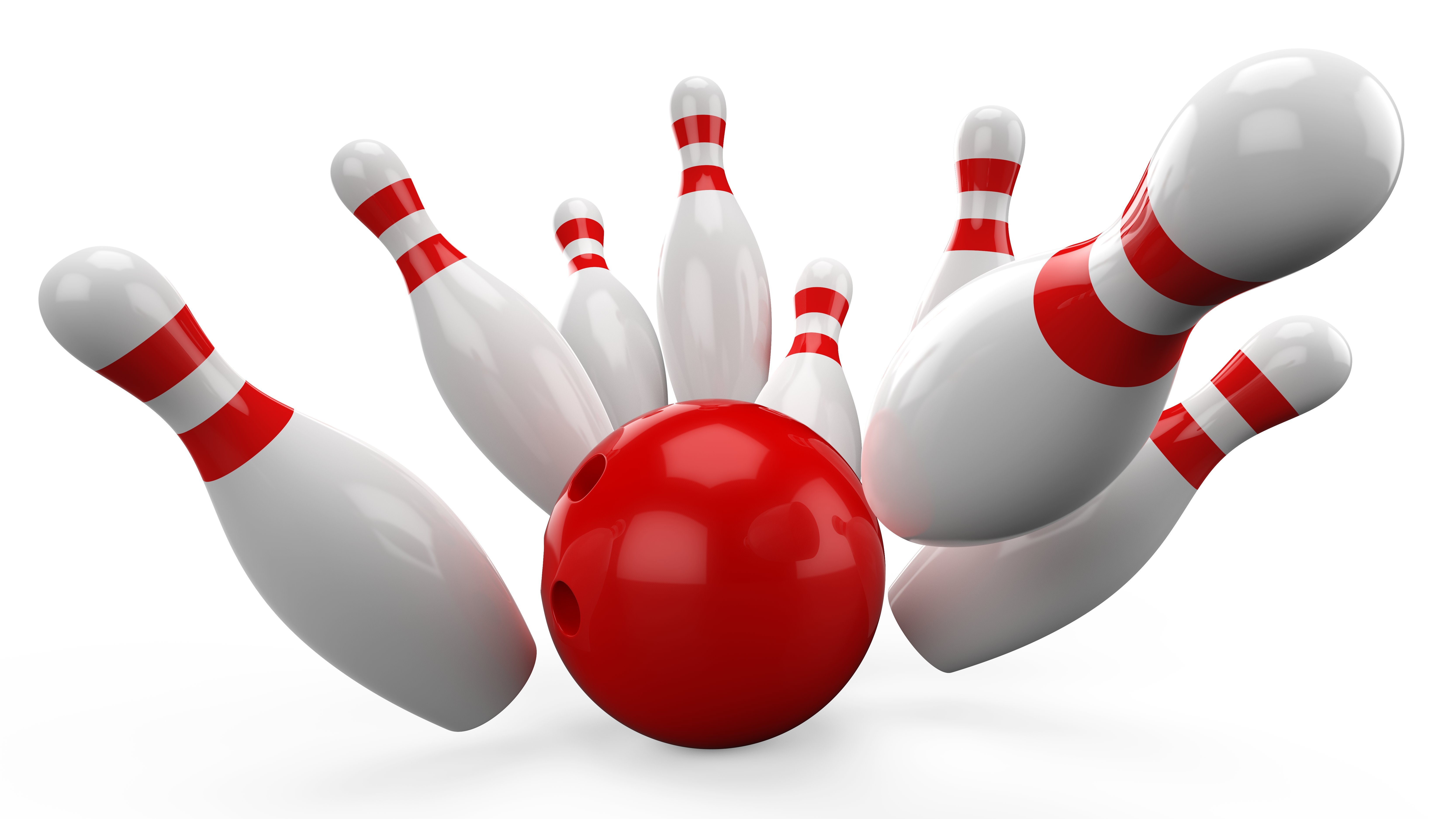 Tipping red bowling ball background