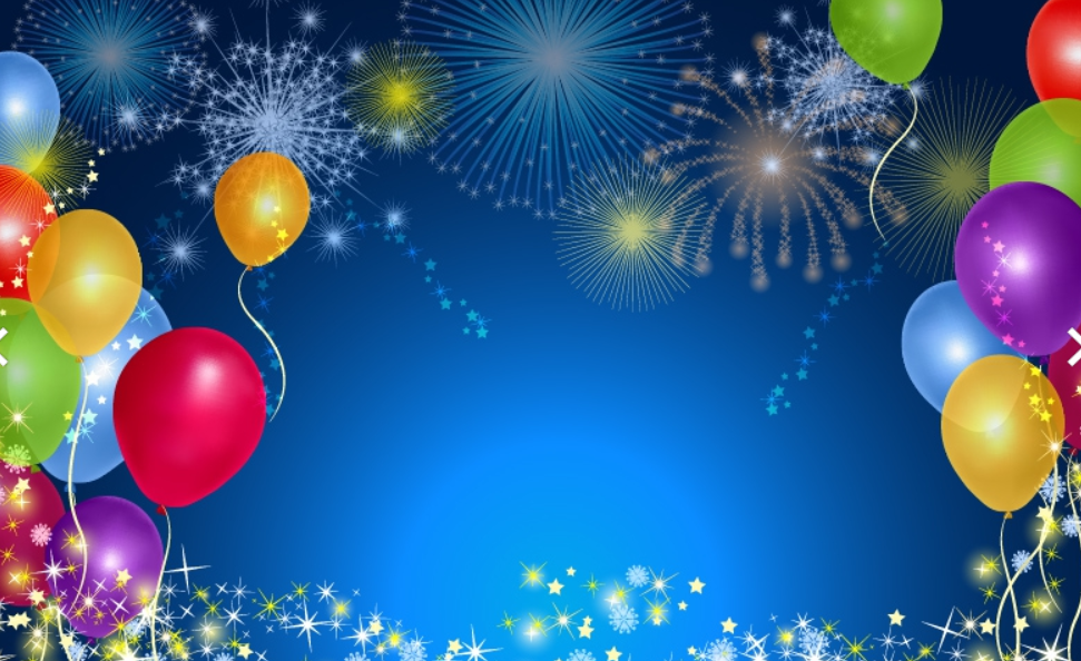 blue Party celebration background with balloons decoration