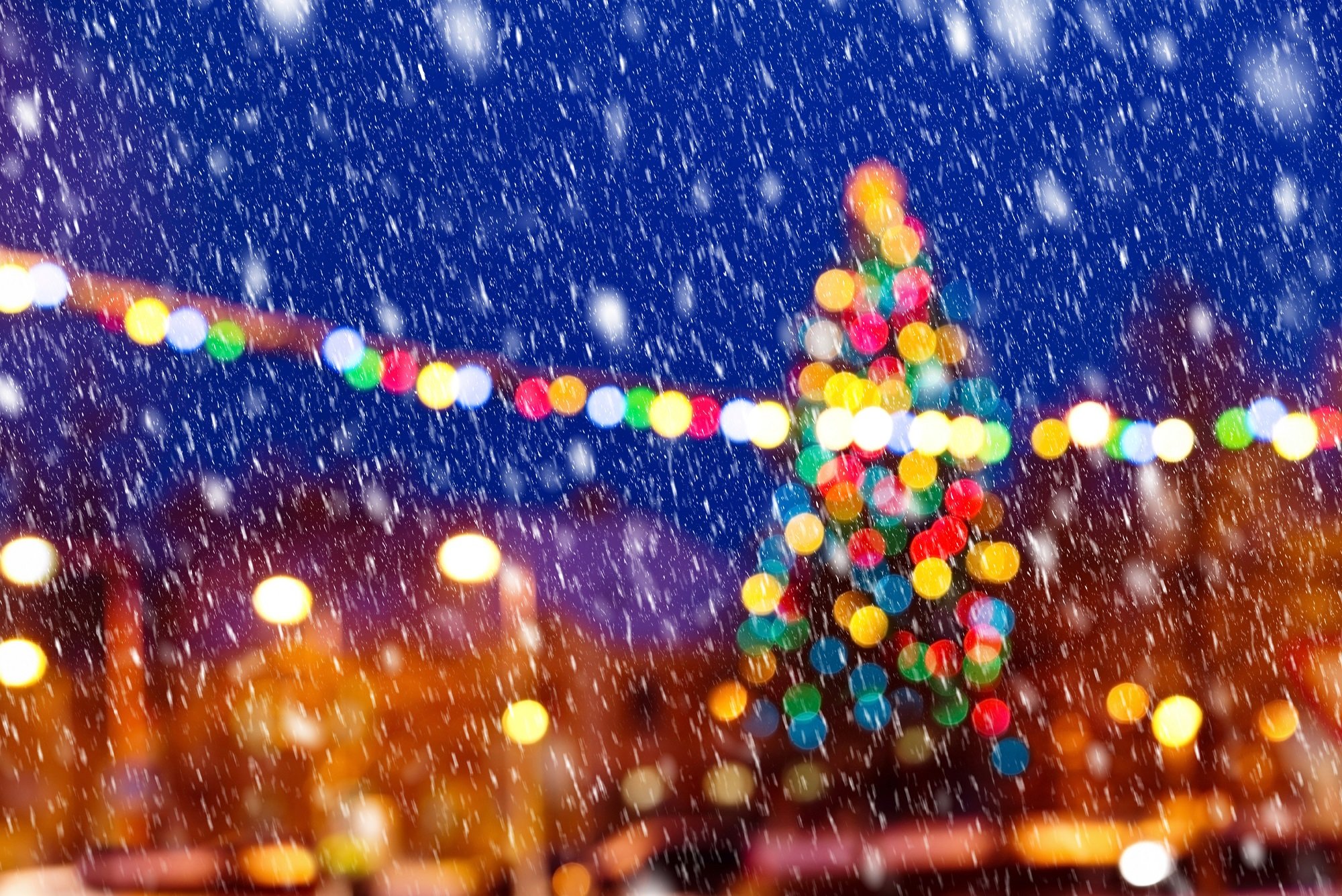 winter, snow, celebration, hanging christmas lights free bakgrounds ppt templates