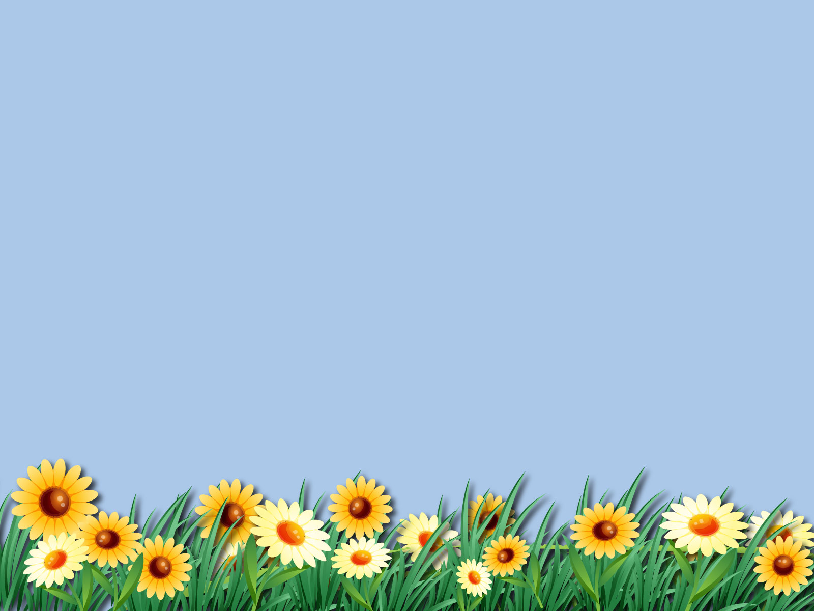 cute blue background with daisies ppt template