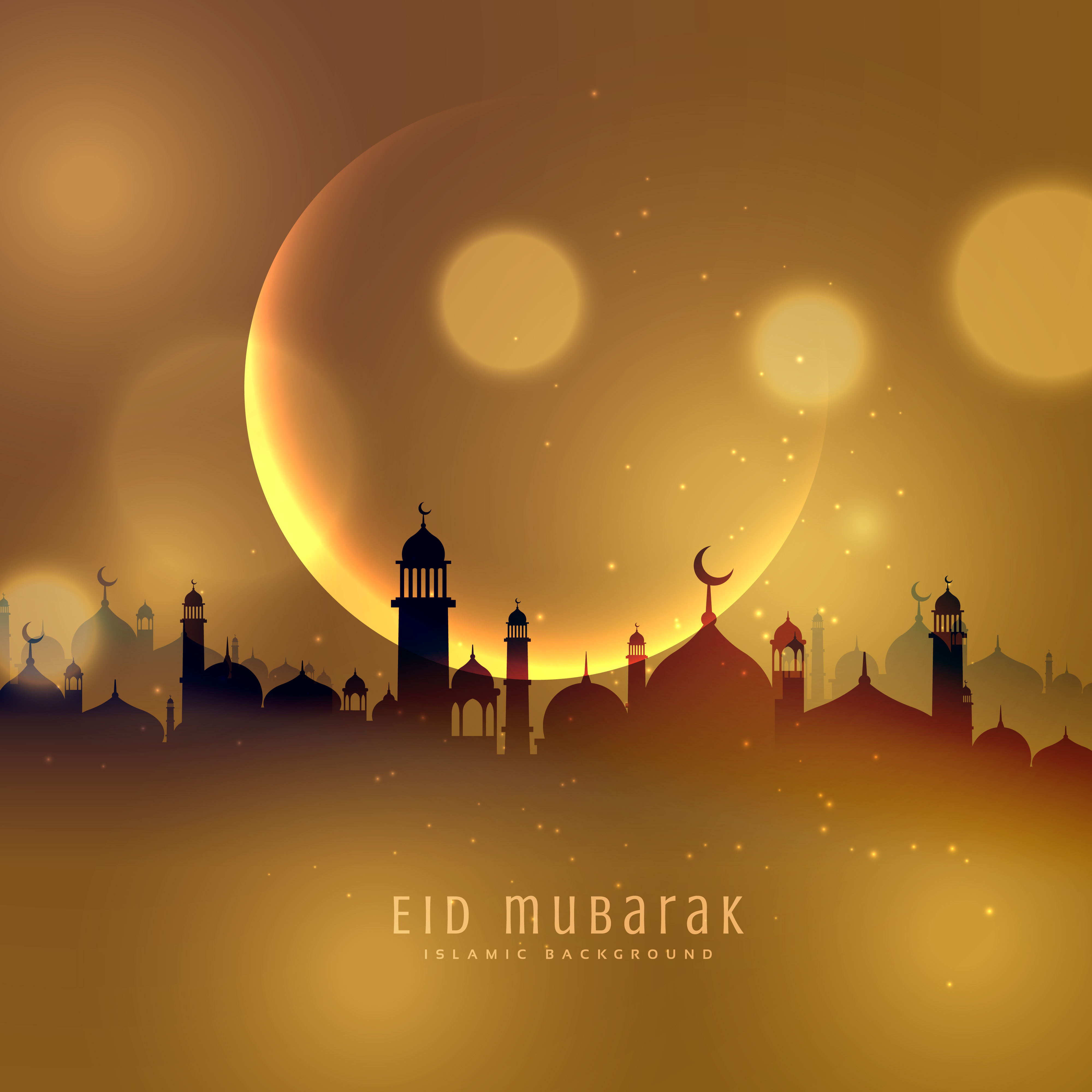 Shining light and mosque, eid al adha writing ppt background 
