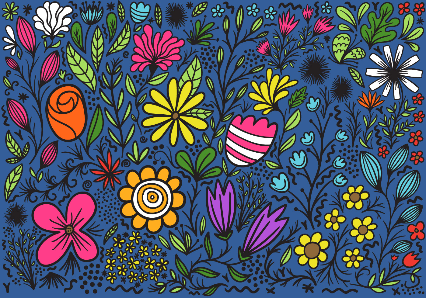 colorful drawing floral background