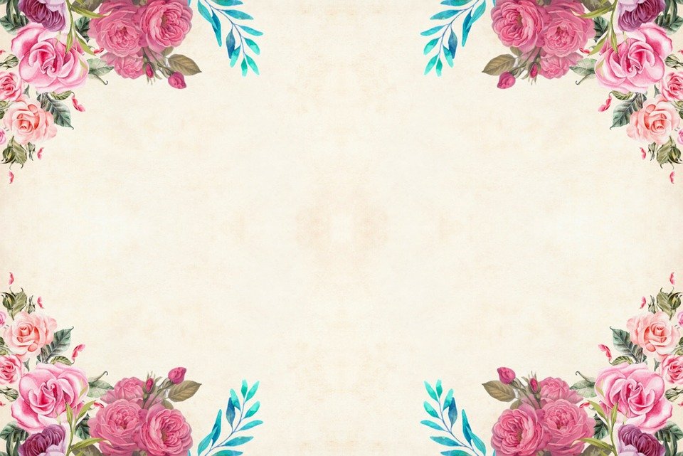 Rose desktop flower border ppt template background