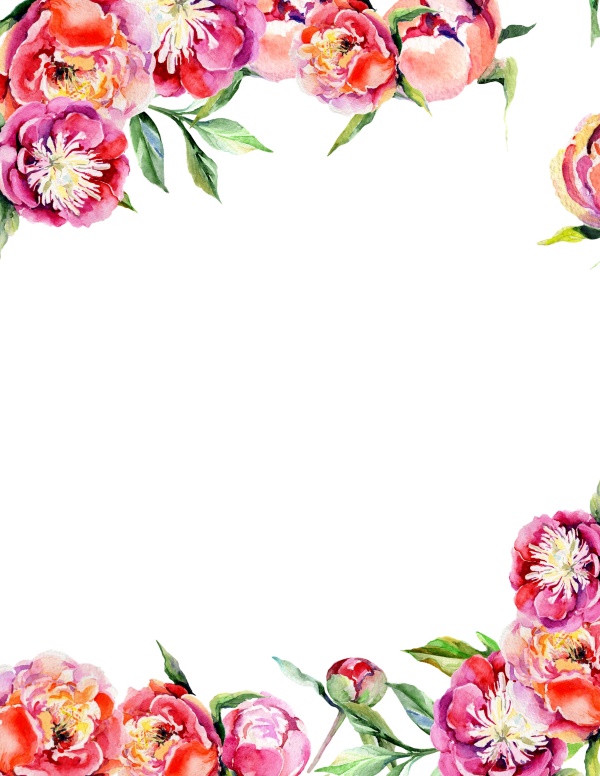 Watercolor flower border photo wallpapers, rose, kind 