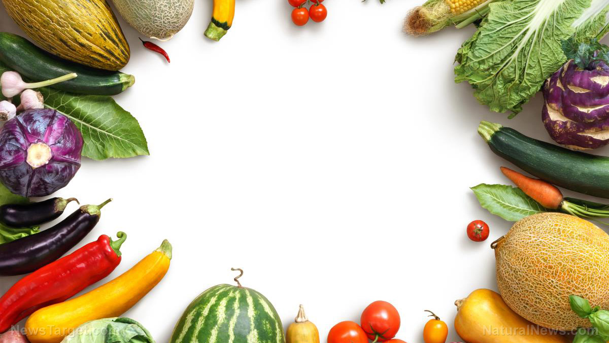 Food vegetables and fruits frame ppt background