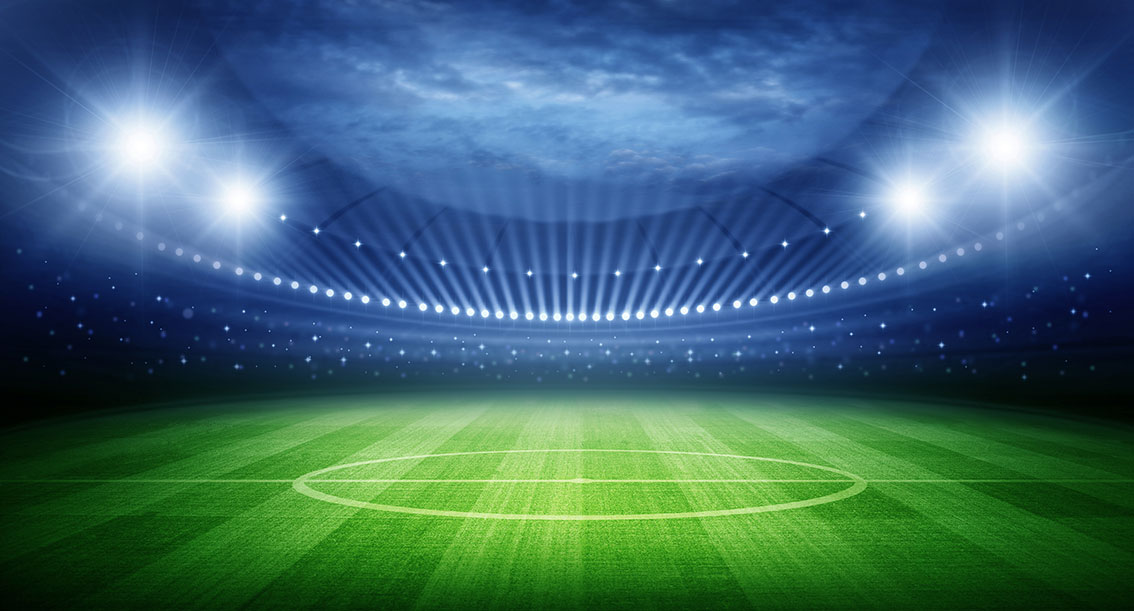 Illuminated football field powerpoint backgrounds 