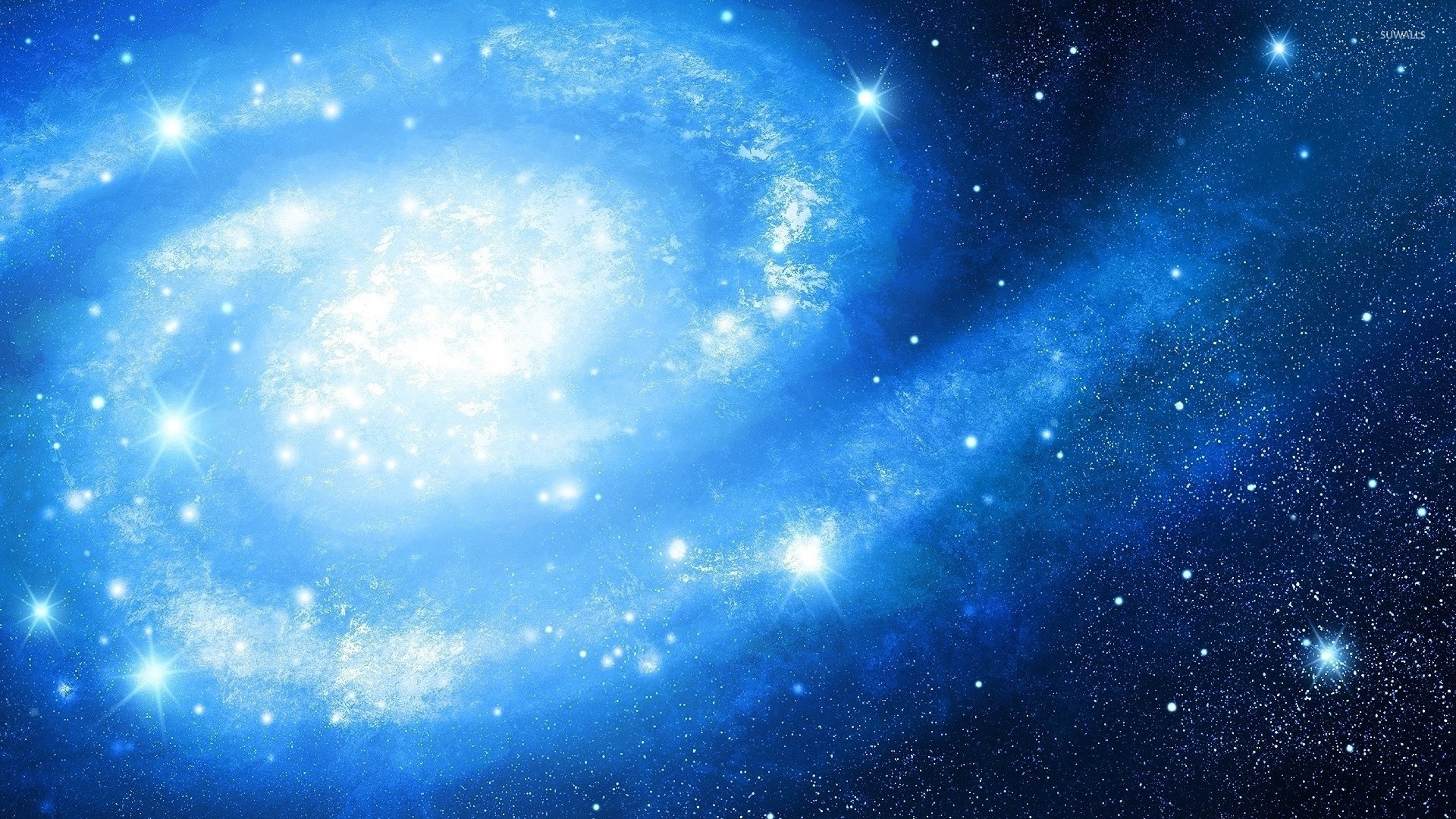 Blue galaxy cloud and stars desktop wallpapers 