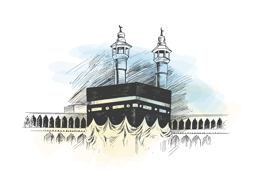 drawing, minaret and hajj ppt background 