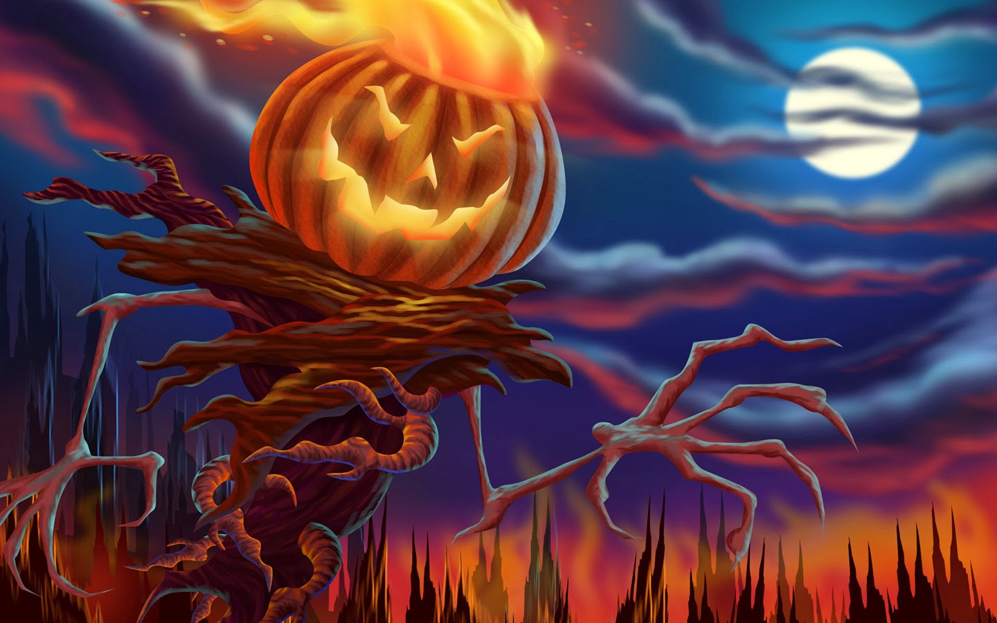 horror nights, monster pumpkin halloween ppt background