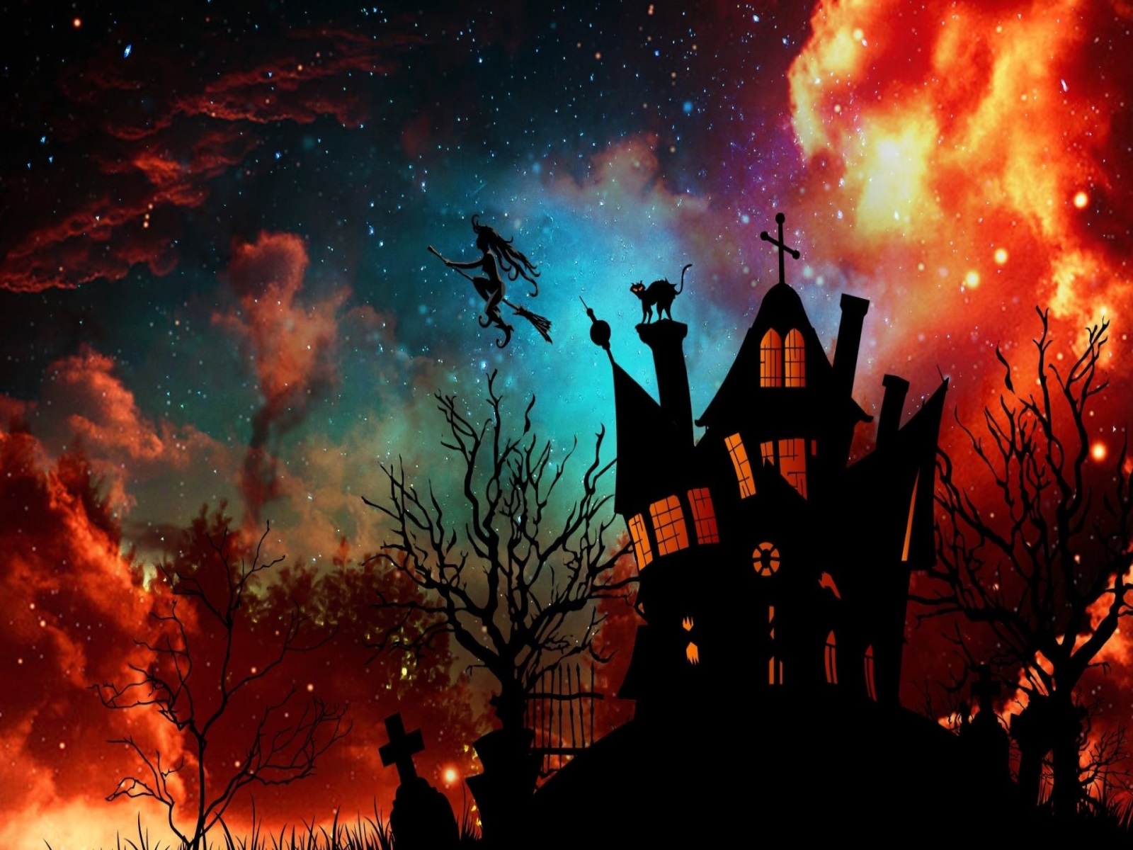 scary house, halloween wallpaper 