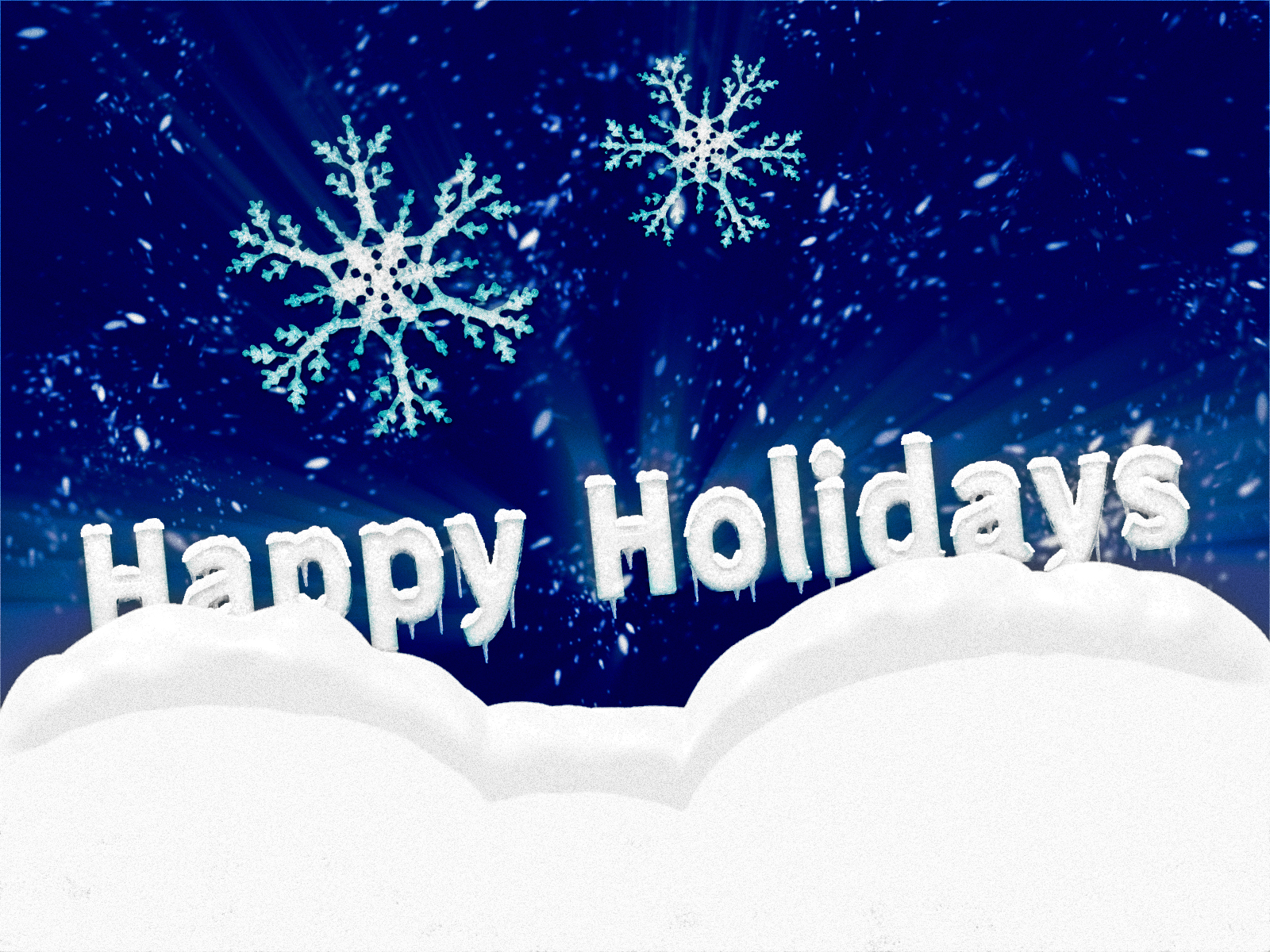 blue background with snow and happy holiday background