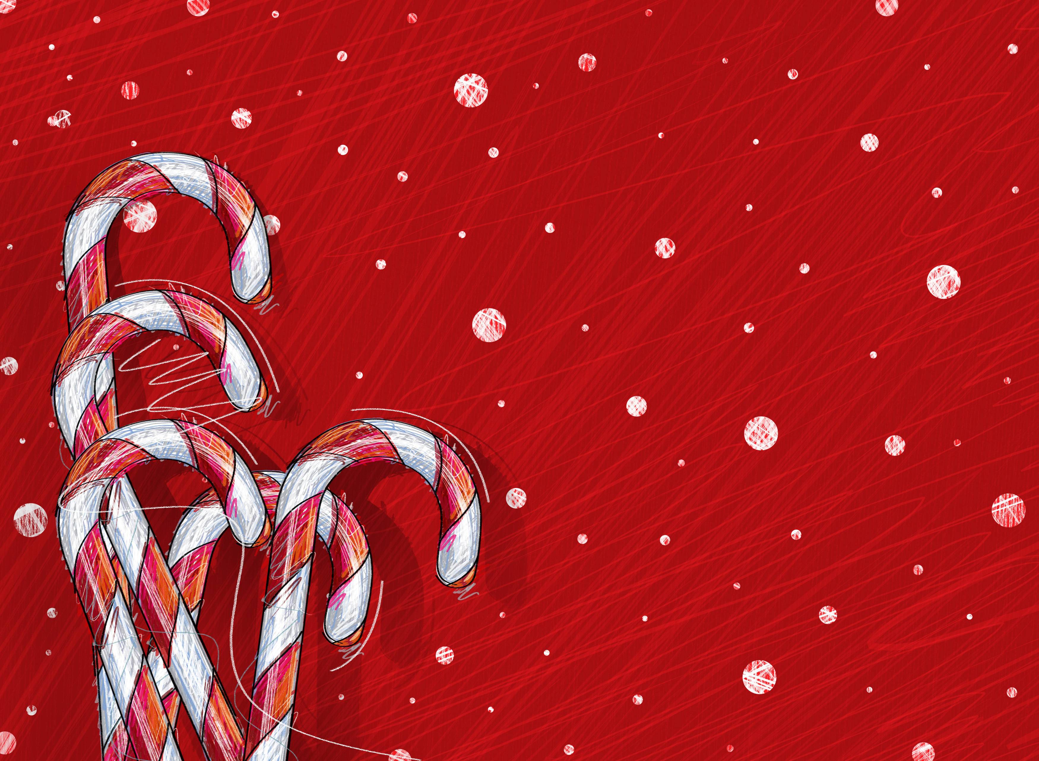 holiday red walking stick ppt backgrounds 