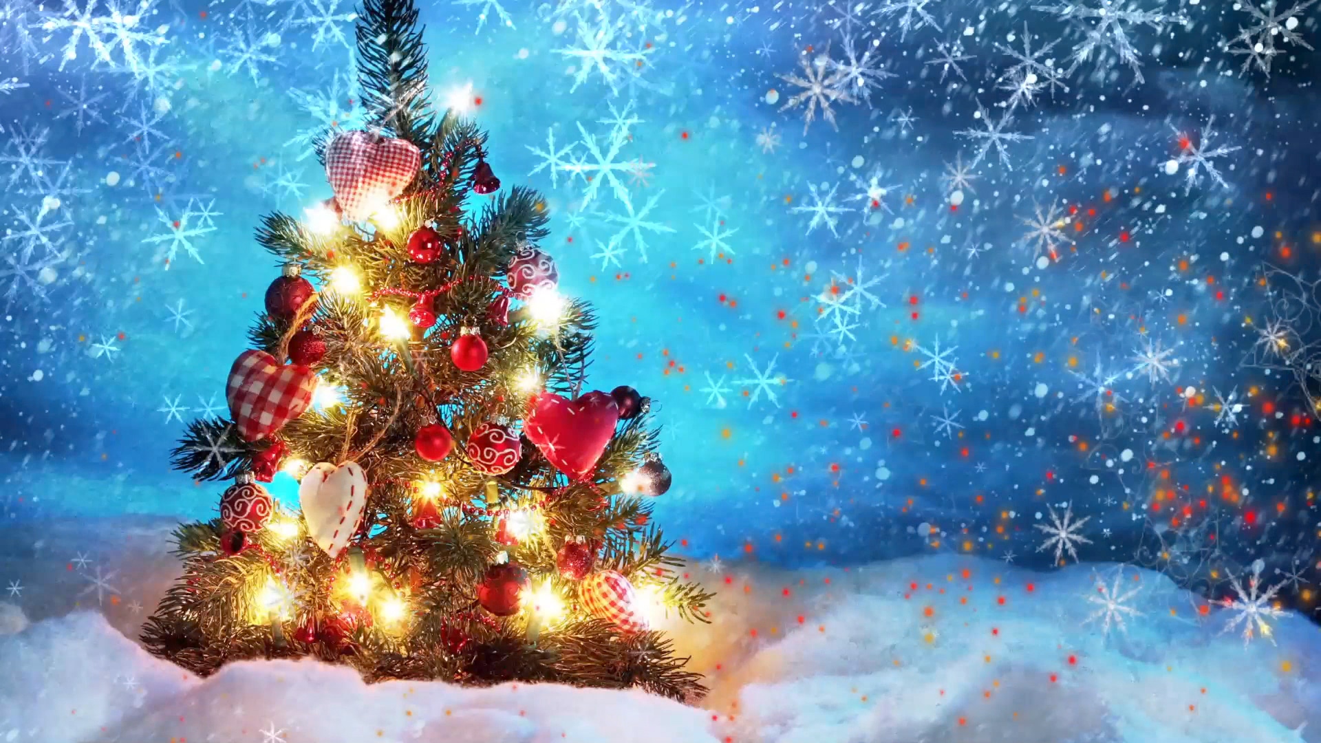winter, snowflakes, decorated christmas tree holiday ppt background 