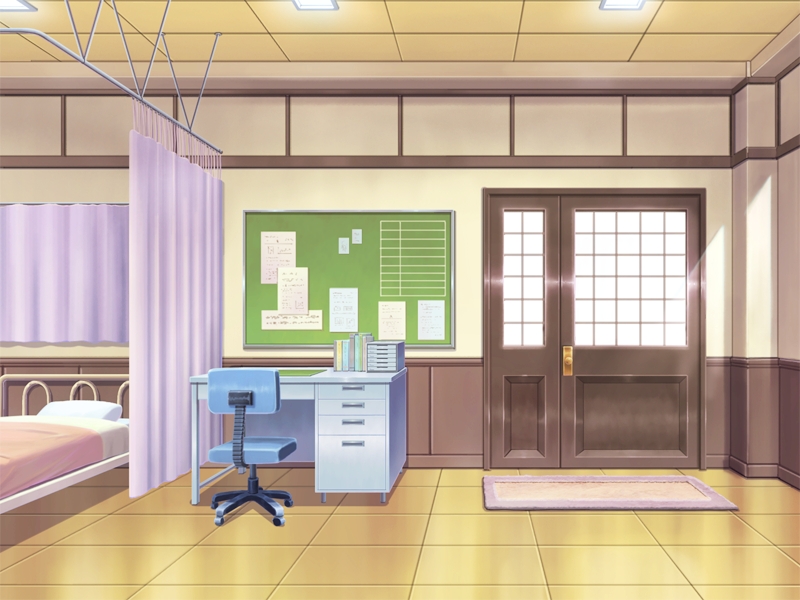 Anime hospital background free download, room, patient, caregiver, doctor, injured
