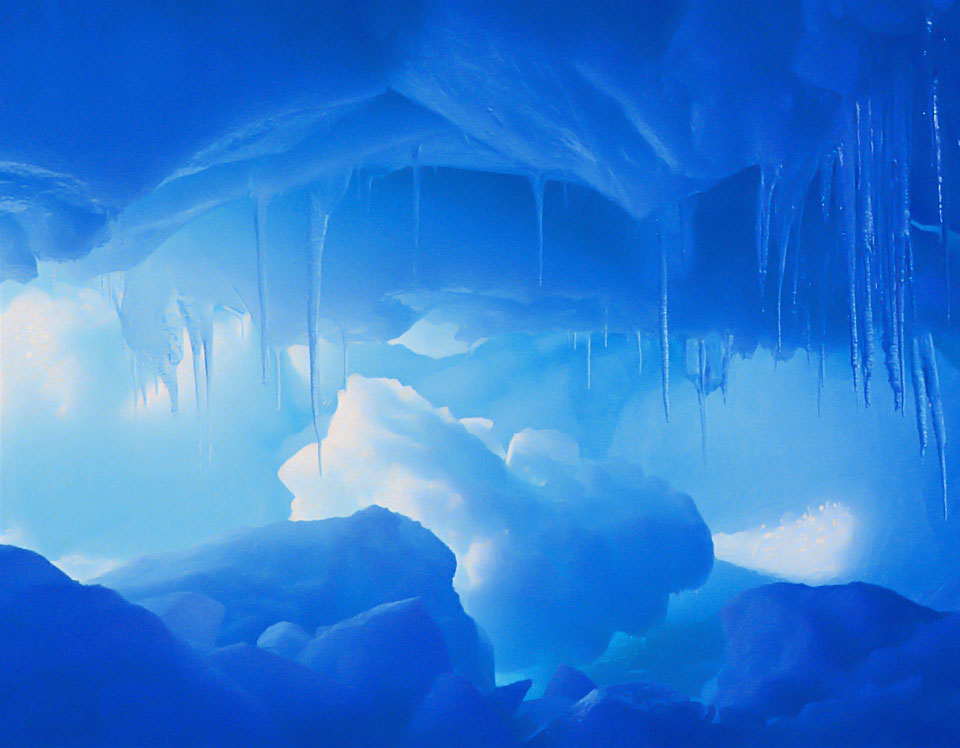 Frozen cave, ice powerpoint powerpoint backgrounds