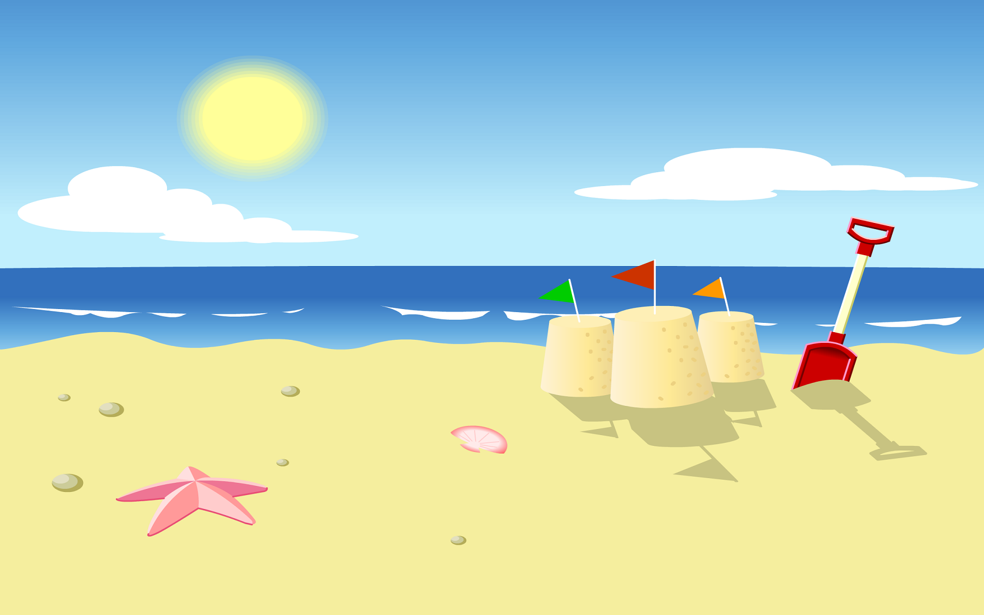 sea, ​​sand castle, hd desktop wallpapers 