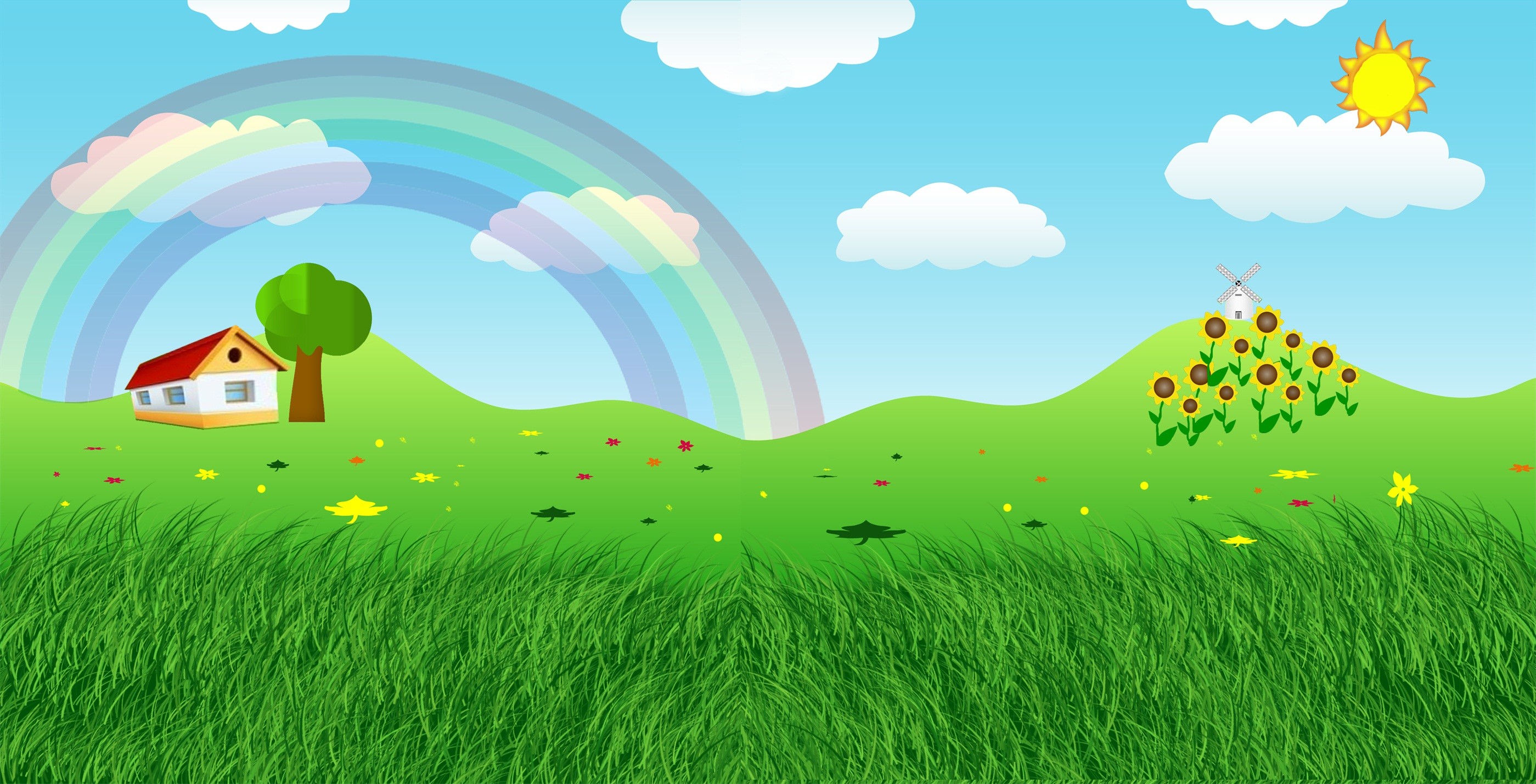 quality cartoon, rainbow, house kids background desktop wallpapers