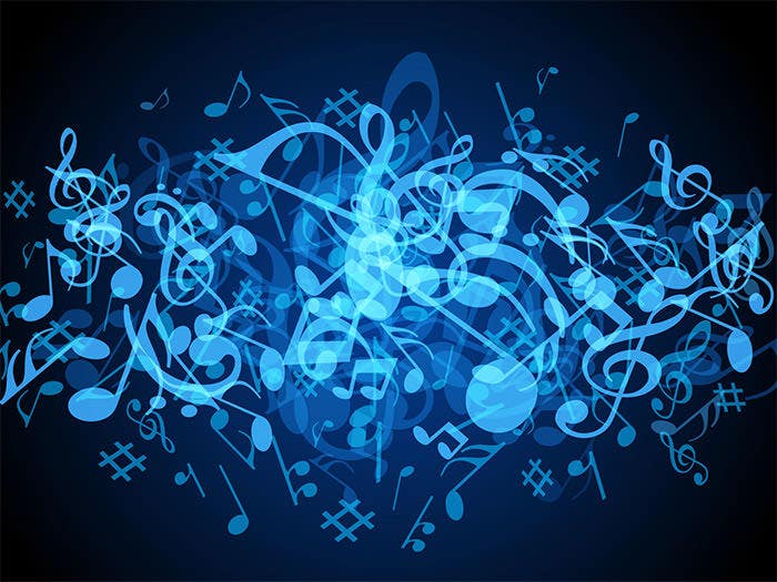 Blue mixed color music background hd picture, notes, sound, art, song 