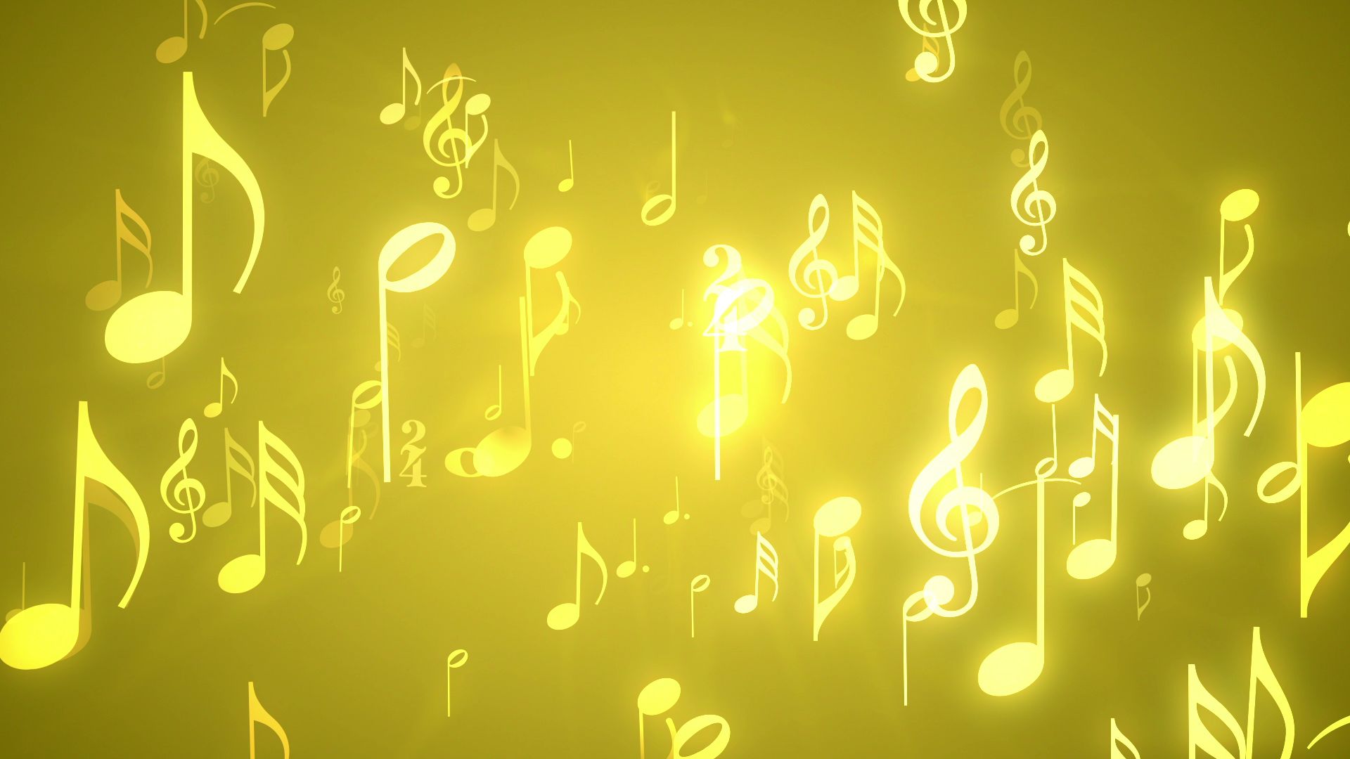 Gold music notes desktop wallpaper, creative motion backgrounds