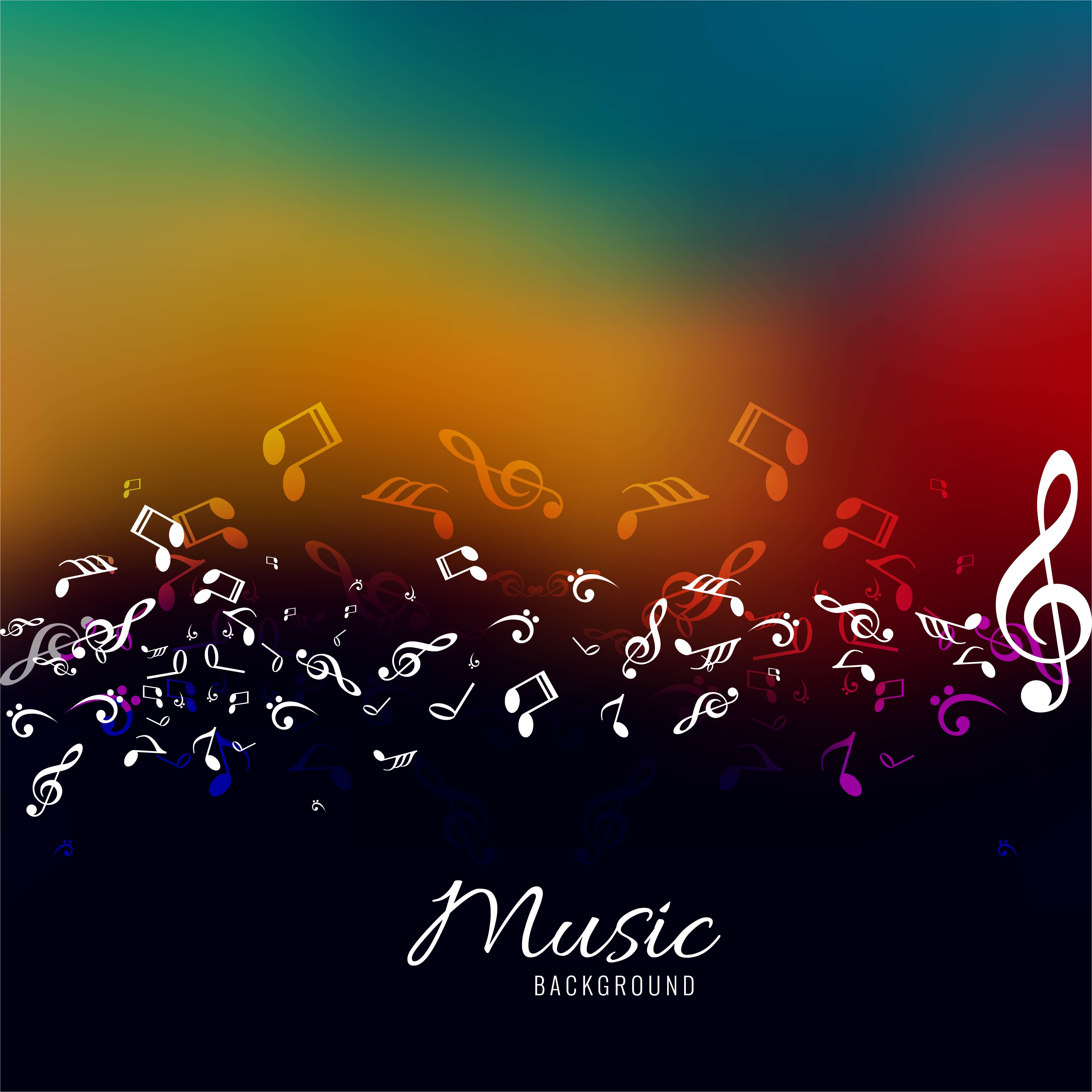 Colorful abstract music notes background