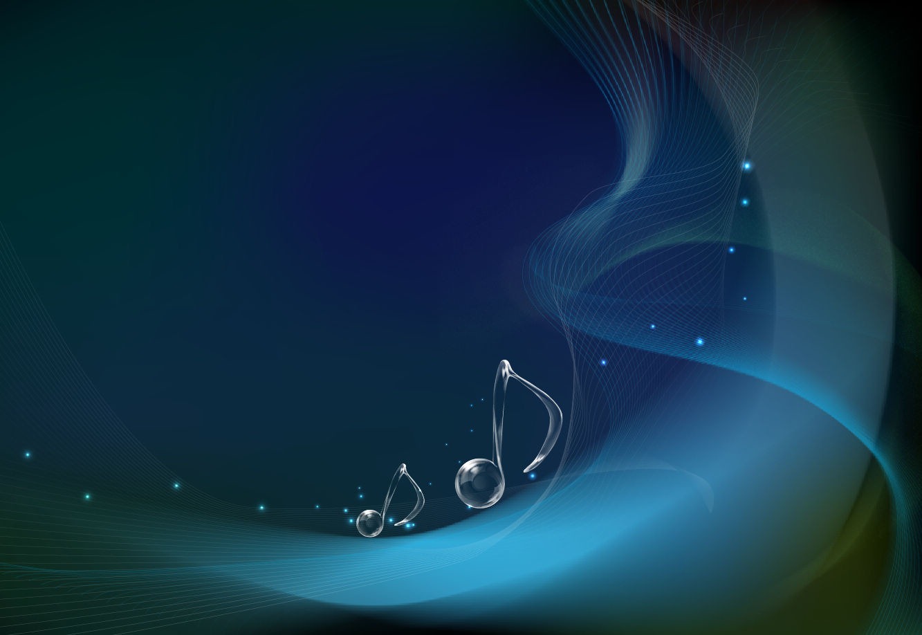 With wave abstract music notes pattern ppt background