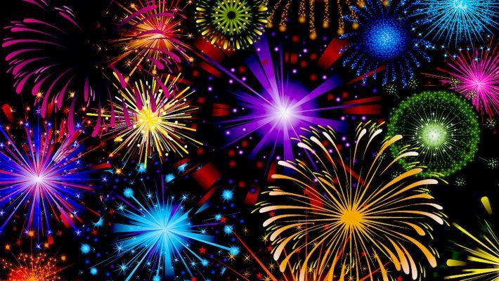 new year background celebration fireworks blue yellow green color