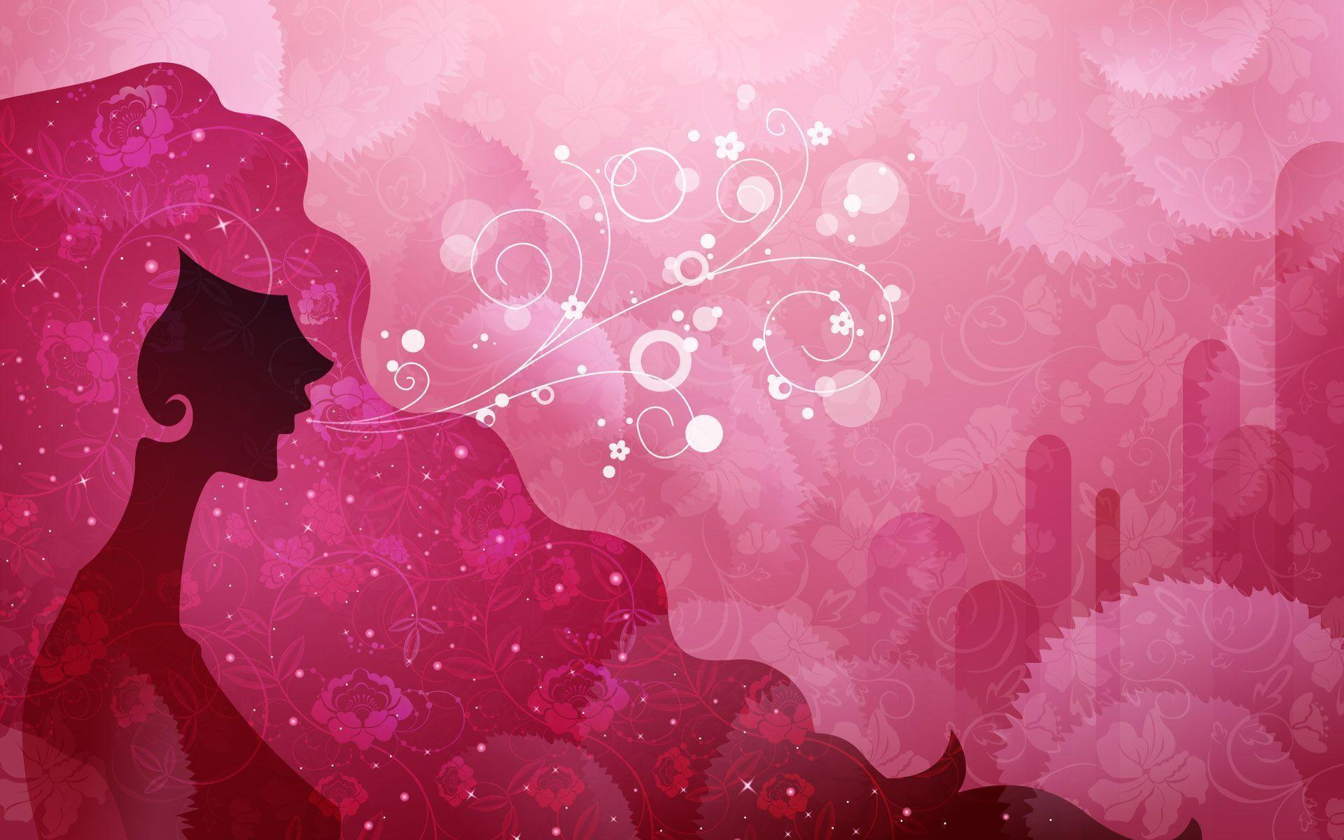 abstract girl vector pink wallpaper
