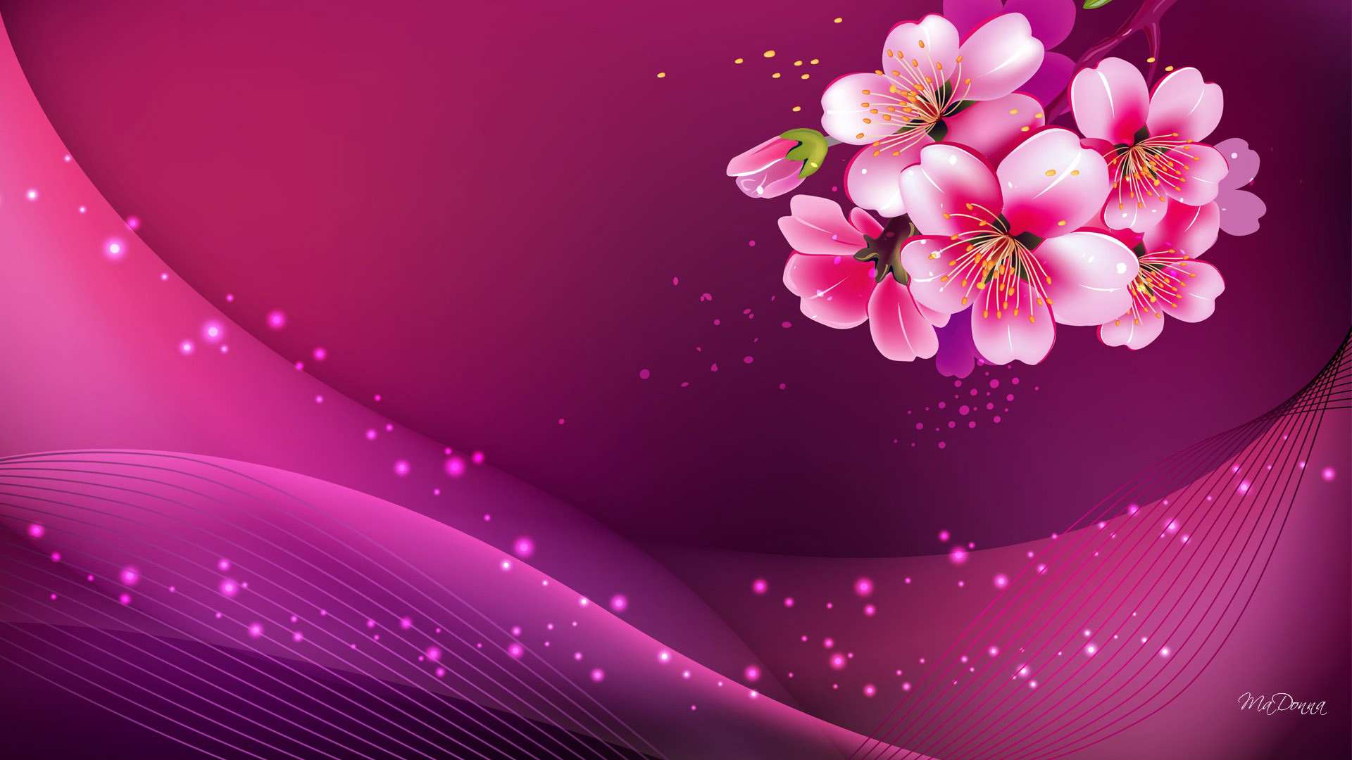 dark pink abstract background with flowers
