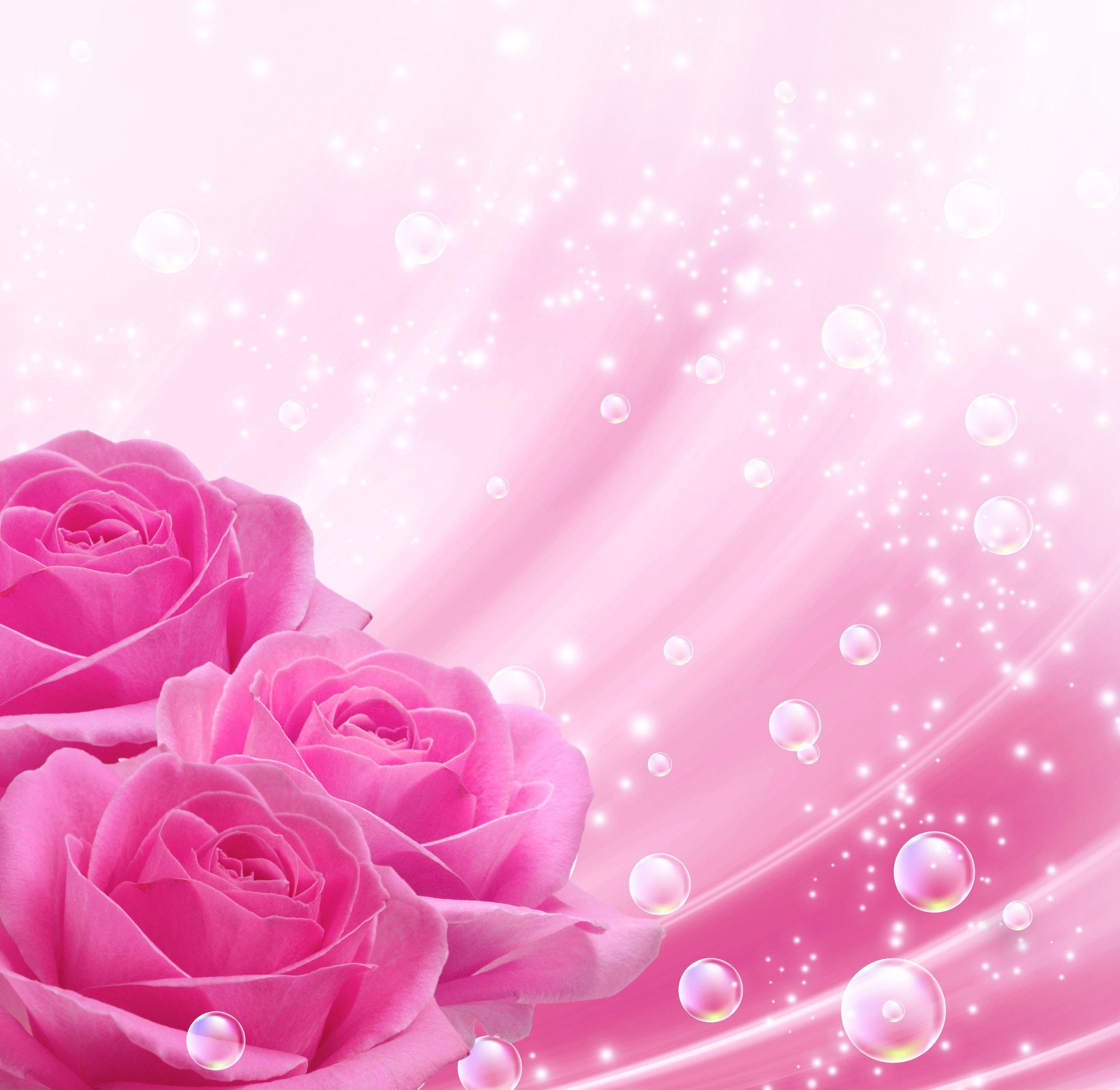 pink roses bubble background