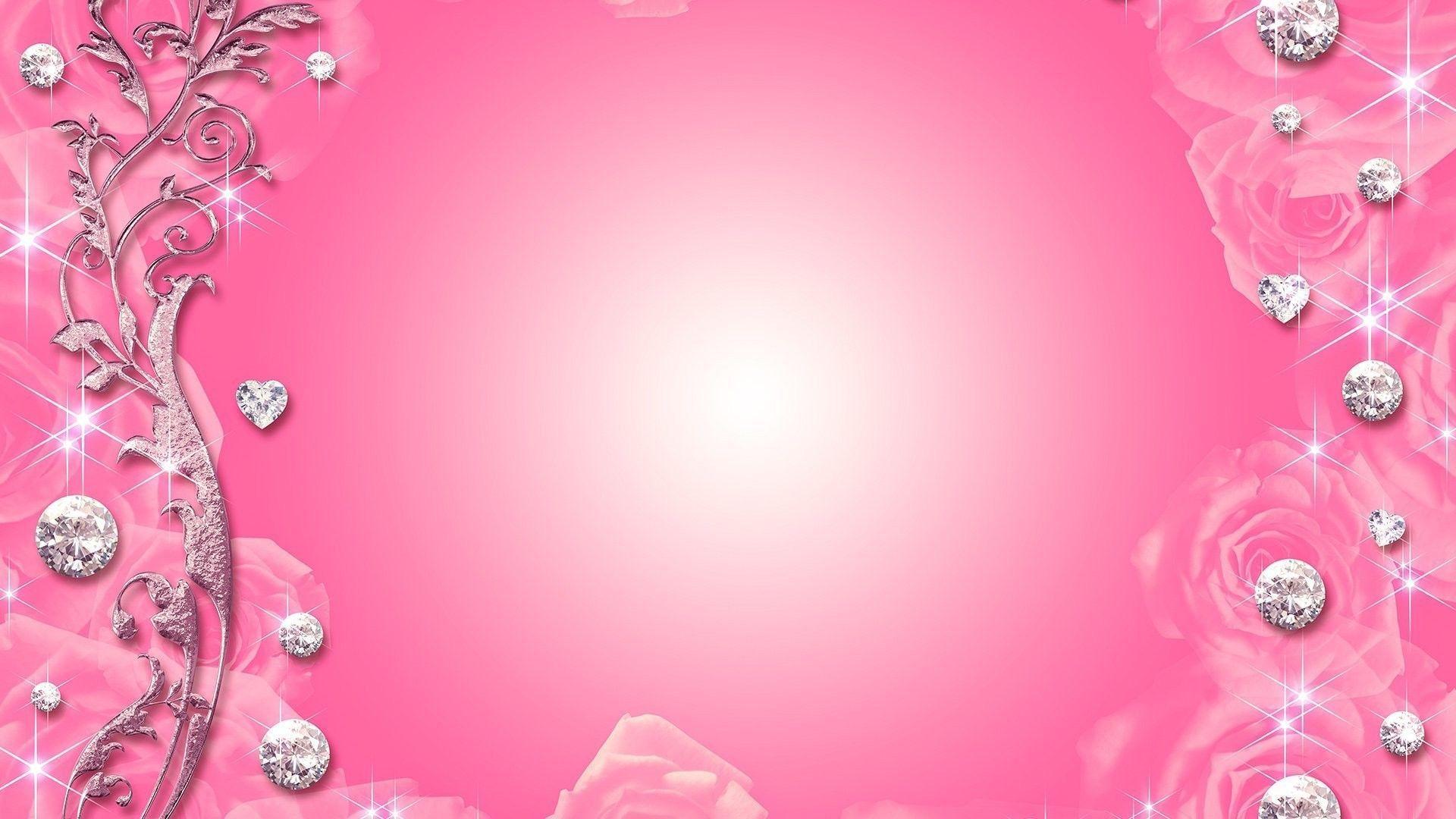pretty pink frame diamond background