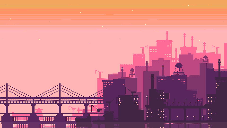 pink city animation pixel art powerpoint backgrounds 