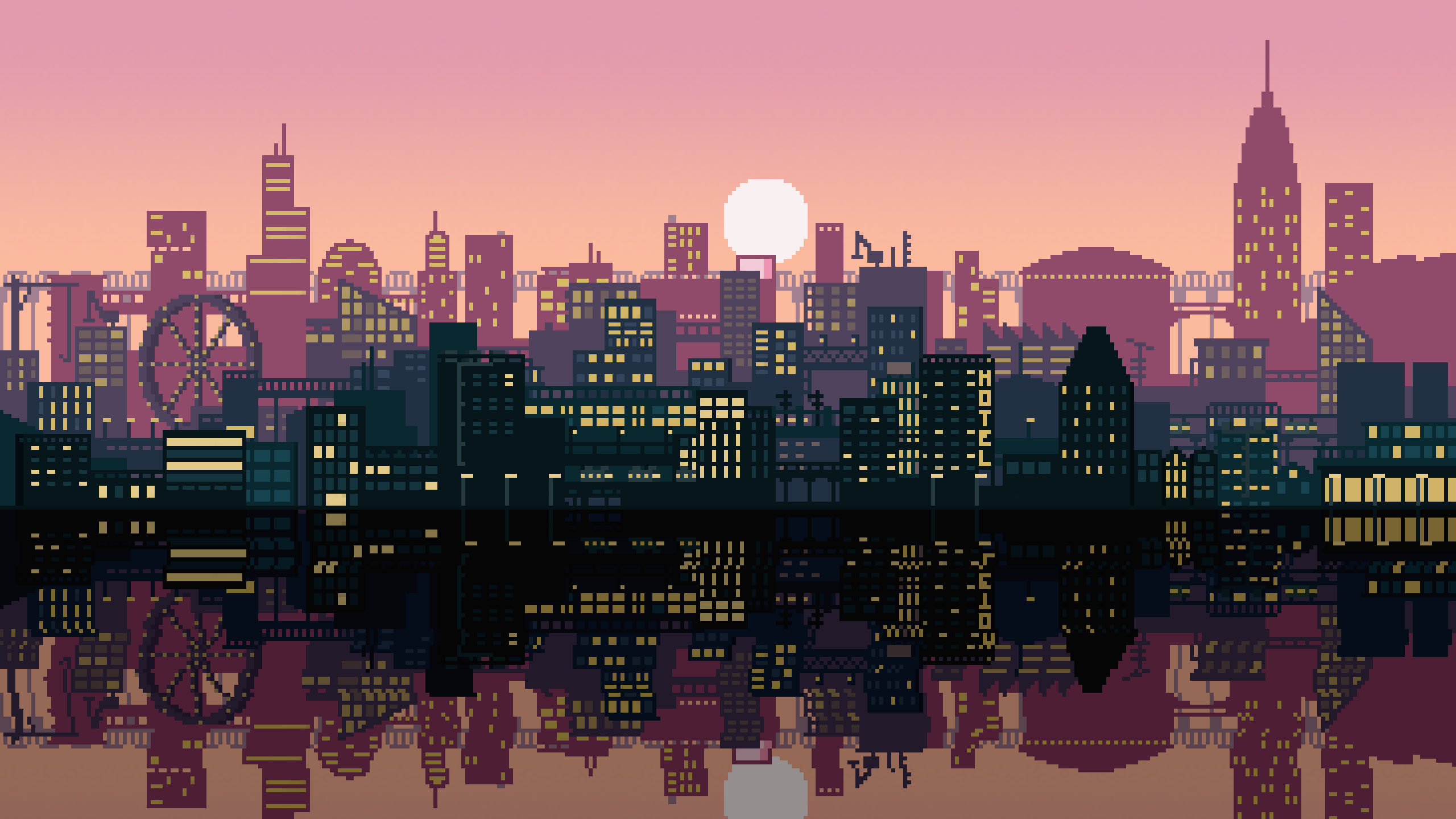 pixel art city background