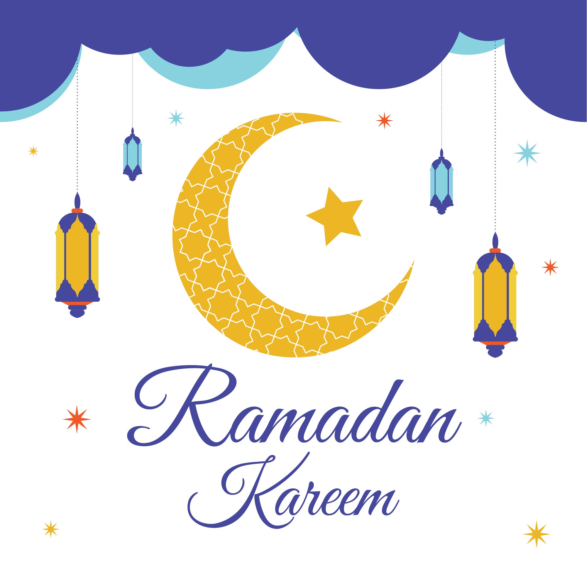 white background with Ramadan Kareem background 