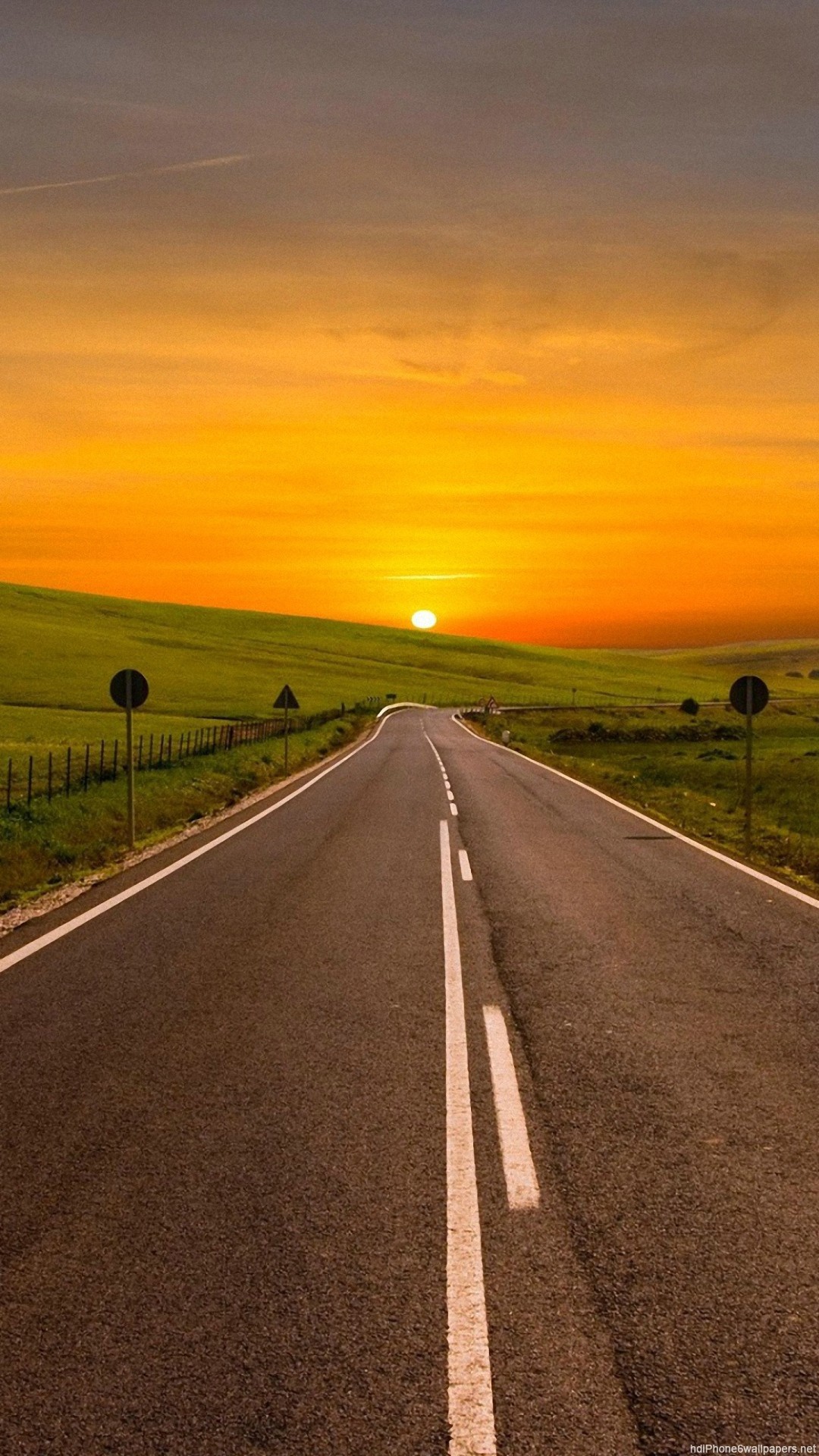 Sunrise and road phone wallpapers images download